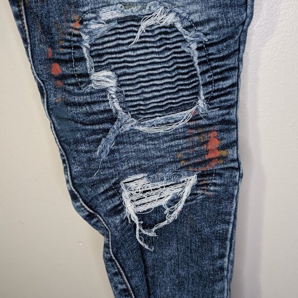 Refinery Republic Men's Moto Jeans with Paint Decoration 14 EUC - Picture 3 of 5